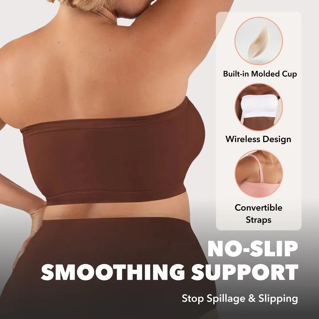 ⏳⏳LAST DAY SALE ONLY ￡10.99!!🔥Convertible Strapless Bandeau Bra with Wireless Comfort, Anti-Slip Grip & Removable Straps