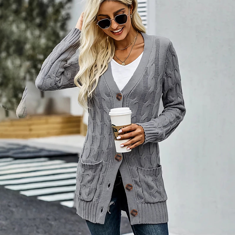 Women's Autumn Midi-Length Knit Sweater 🧥 – Layers Over Tees/Under Coats, Ideal for Office & Brunch Gatherings 💼