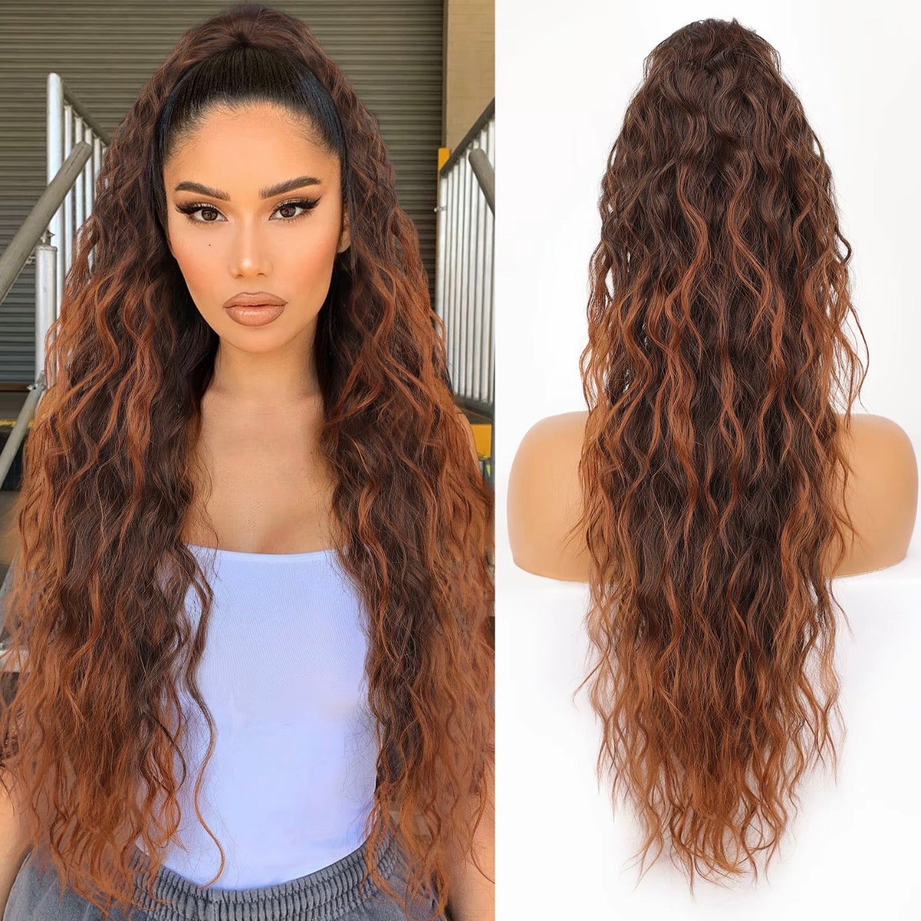 🌸LAST DAY PROMOTION - 50%OFF🌸Curly Wavy Frizzy Hair Extension with Ponytail