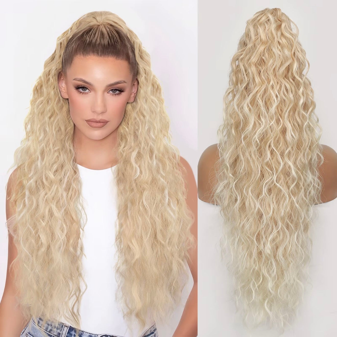 🌸LAST DAY PROMOTION - 50%OFF🌸Curly Wavy Frizzy Hair Extension with Ponytail