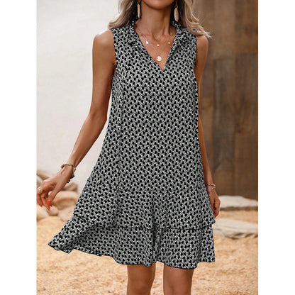 ⏳ Limited-Time 50% OFF ⏰ Women's Geometric Print Bow Dress – Modern Art-Inspired Print, Feminine Bow Detail & Flattering Silhouette 💃✨