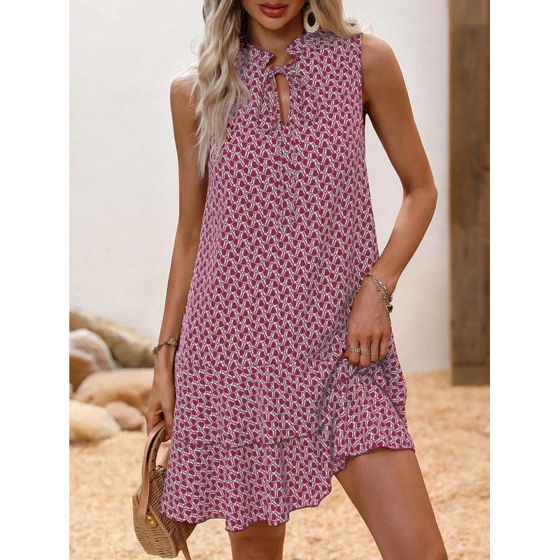 ⏳ Limited-Time 50% OFF ⏰ Women's Geometric Print Bow Dress – Modern Art-Inspired Print, Feminine Bow Detail & Flattering Silhouette 💃✨