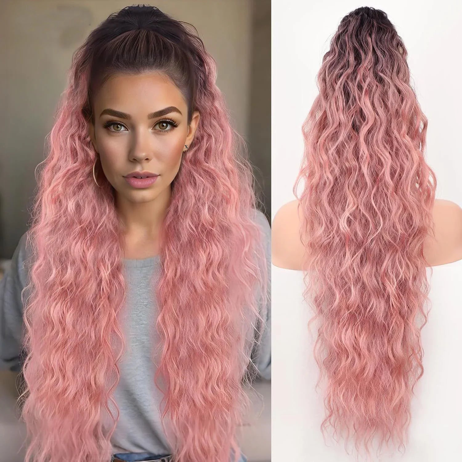 🌸LAST DAY PROMOTION - 50%OFF🌸Curly Wavy Frizzy Hair Extension with Ponytail