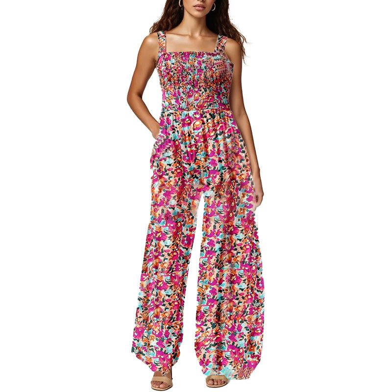 🏖️Summer Hot Sale 50% OFF🌼🎨Women’s Casual Print Sleeveless Overalls Jumpsuits