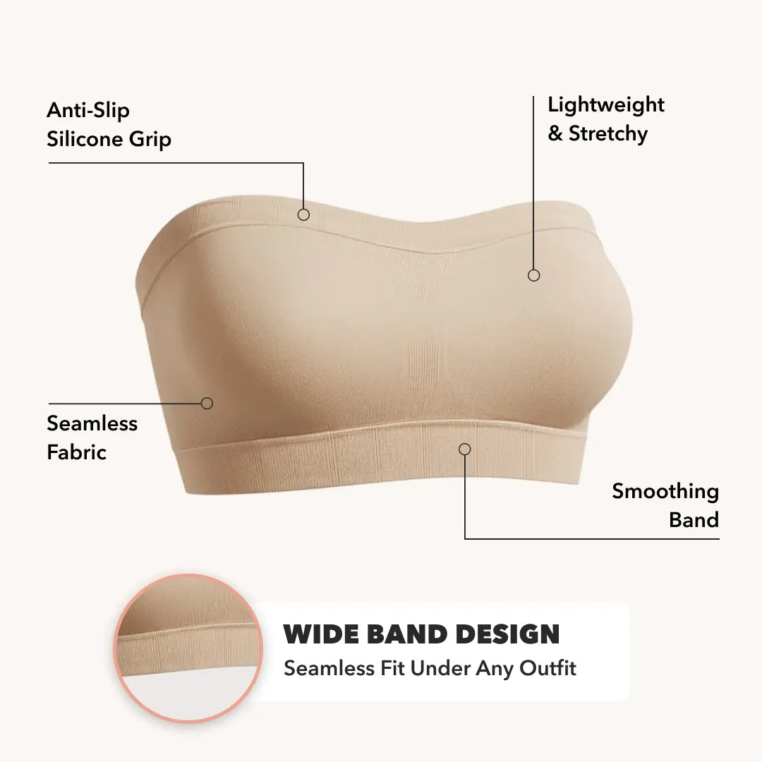 ⏳⏳LAST DAY SALE ONLY ￡10.99!!🔥Convertible Strapless Bandeau Bra with Wireless Comfort, Anti-Slip Grip & Removable Straps