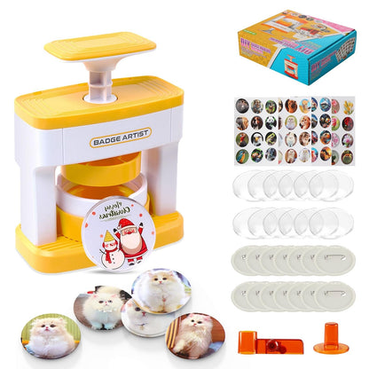 ✨Hot Sale🔥Pin Badge Maker Machine with 48Pcs Badge and 48 Circle Cutters and Picture, Ideal DIY Kit