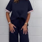 💖Side Stripe Short Sleeve T-Shirt & Wide Leg Joggers Set
