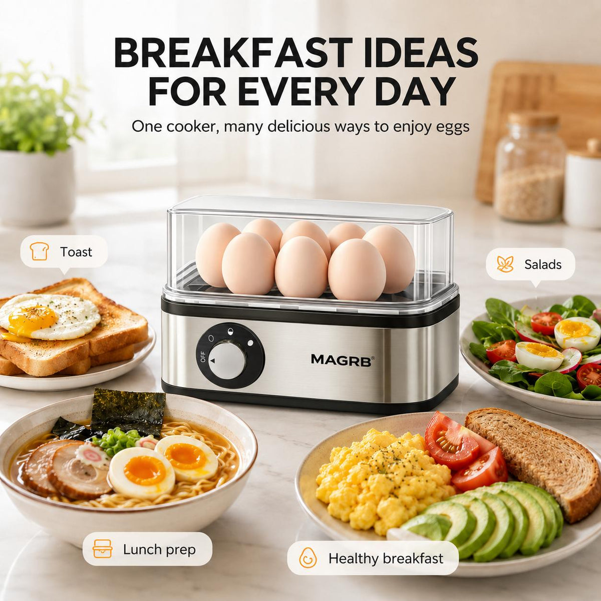 Multifunctional Egg Steamer with Clear Lid