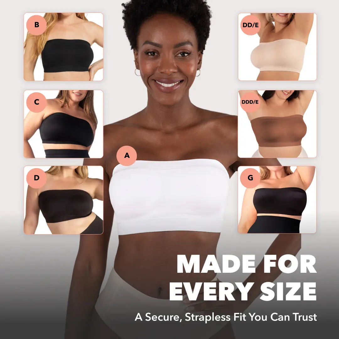 ⏳⏳LAST DAY SALE ONLY ￡10.99!!🔥Convertible Strapless Bandeau Bra with Wireless Comfort, Anti-Slip Grip & Removable Straps