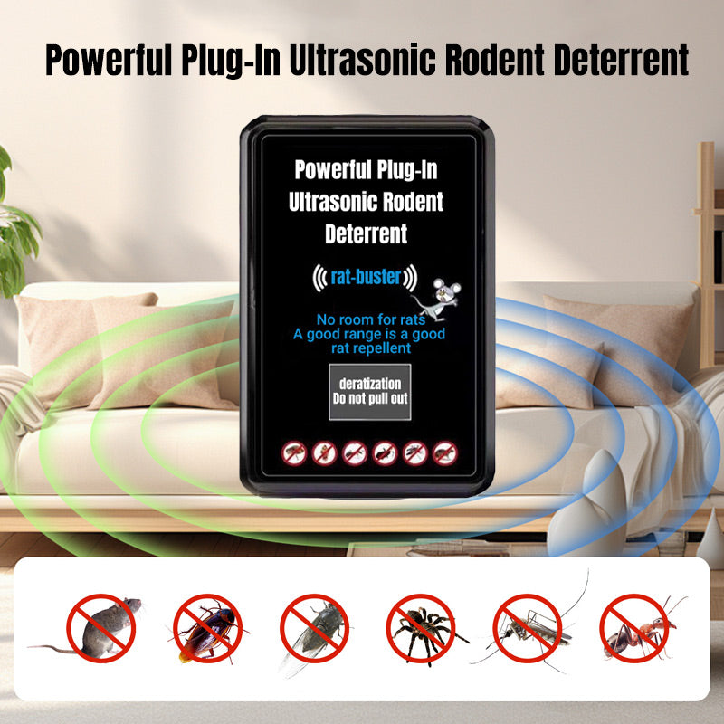 🐭 BUY 1 GET 1 FREE! 🔌 Ultrasonic Rodent Deterrent - Drives Away Mice/Rats with High-Frequency Sound, Safe for Pets/Kids, Covers 1200 sq ft 🏠✨