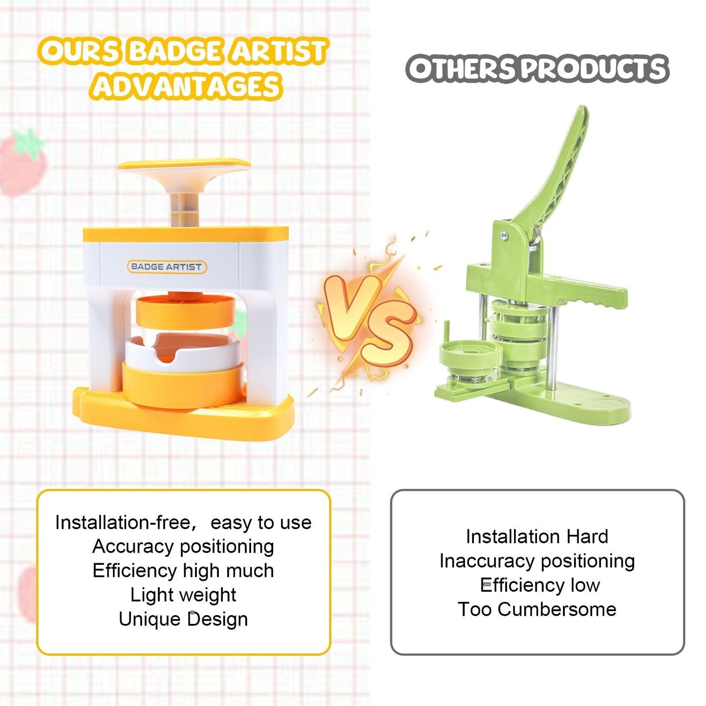 ✨Hot Sale🔥Pin Badge Maker Machine with 48Pcs Badge and 48 Circle Cutters and Picture, Ideal DIY Kit