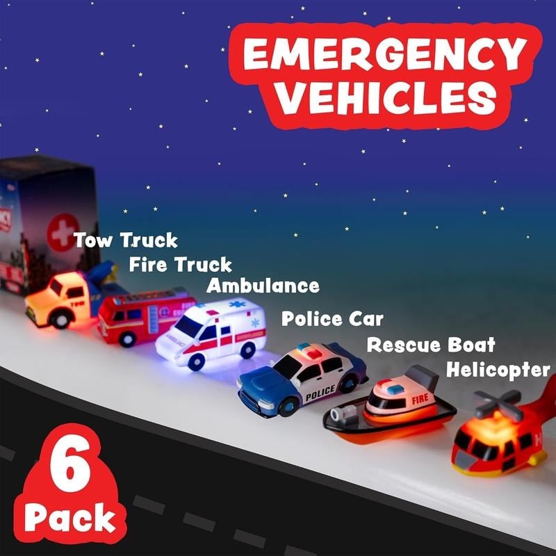 💖Hot Sale 50% OFF🌹🚒 Emergency Cars Light-Up Bath Toys – 6 Pack