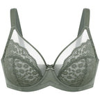 2-Piece Set💕Lacsper Daisy minimizer Bra Floral Lace Unlined Comfort Non-Padded Full Coverage Plus Size Underwire with Supportive Under Band Comfortable Fit