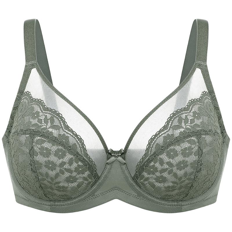 2-Piece Set💕Lacsper Daisy minimizer Bra Floral Lace Unlined Comfort Non-Padded Full Coverage Plus Size Underwire with Supportive Under Band Comfortable Fit