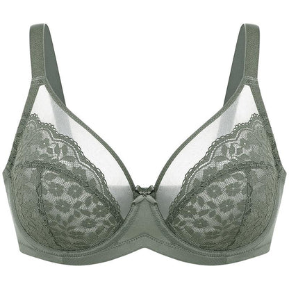 2-Piece Set💕Lacsper Daisy minimizer Bra Floral Lace Unlined Comfort Non-Padded Full Coverage Plus Size Underwire with Supportive Under Band Comfortable Fit