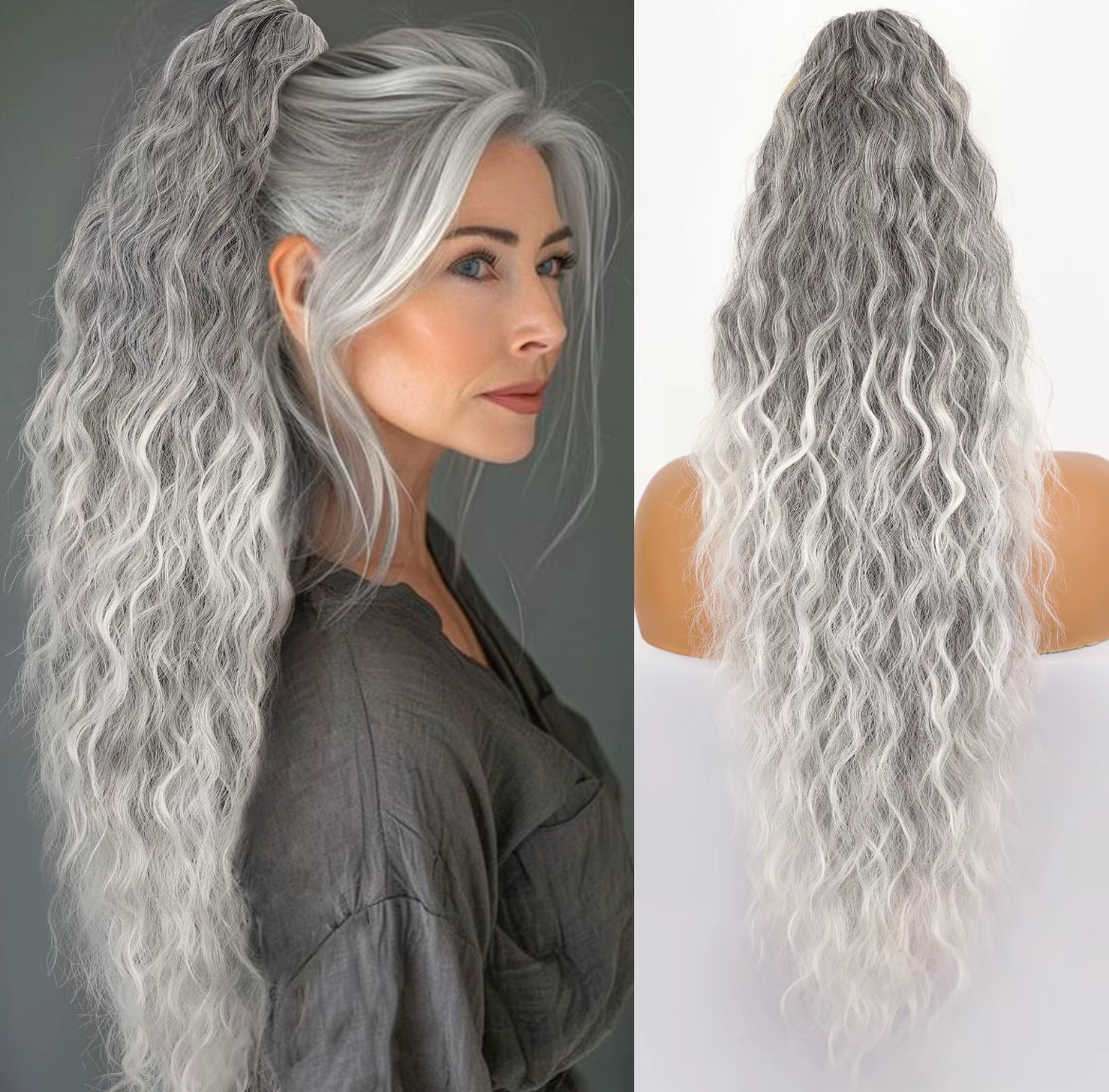 🌸LAST DAY PROMOTION - 50%OFF🌸Curly Wavy Frizzy Hair Extension with Ponytail