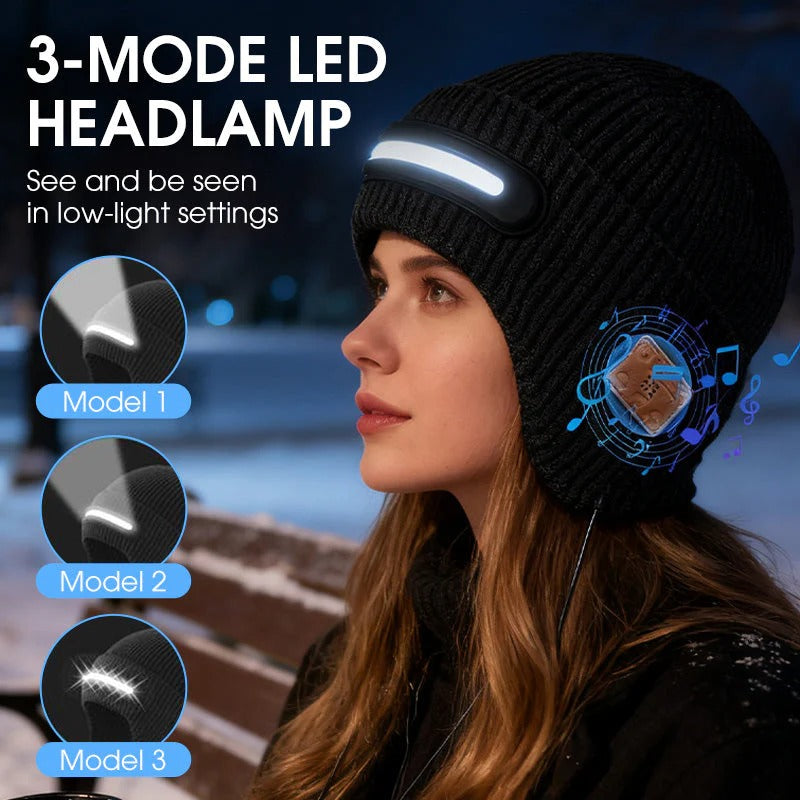 🏆#1 Best Seller ⚡⏰Rechargeable Bluetooth Beanie Hat with Light