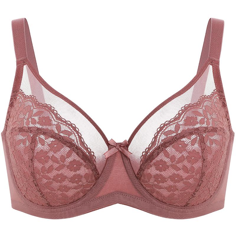 2-Piece Set💕Lacsper Daisy minimizer Bra Floral Lace Unlined Comfort Non-Padded Full Coverage Plus Size Underwire with Supportive Under Band Comfortable Fit