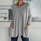 🔥Women's Round Neck Long Sleeve Loose Pocket T-Shirt