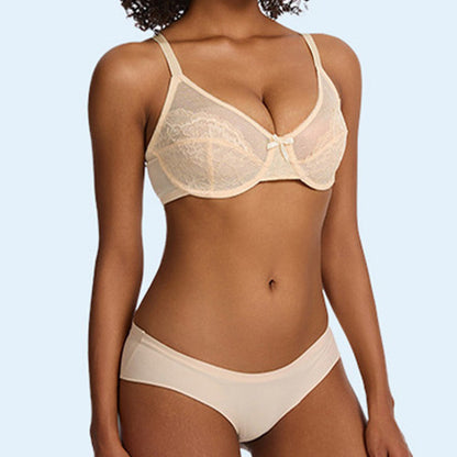 2-Piece Set💕Lacsper Daisy minimizer Bra Floral Lace Unlined Comfort Non-Padded Full Coverage Plus Size Underwire with Supportive Under Band Comfortable Fit