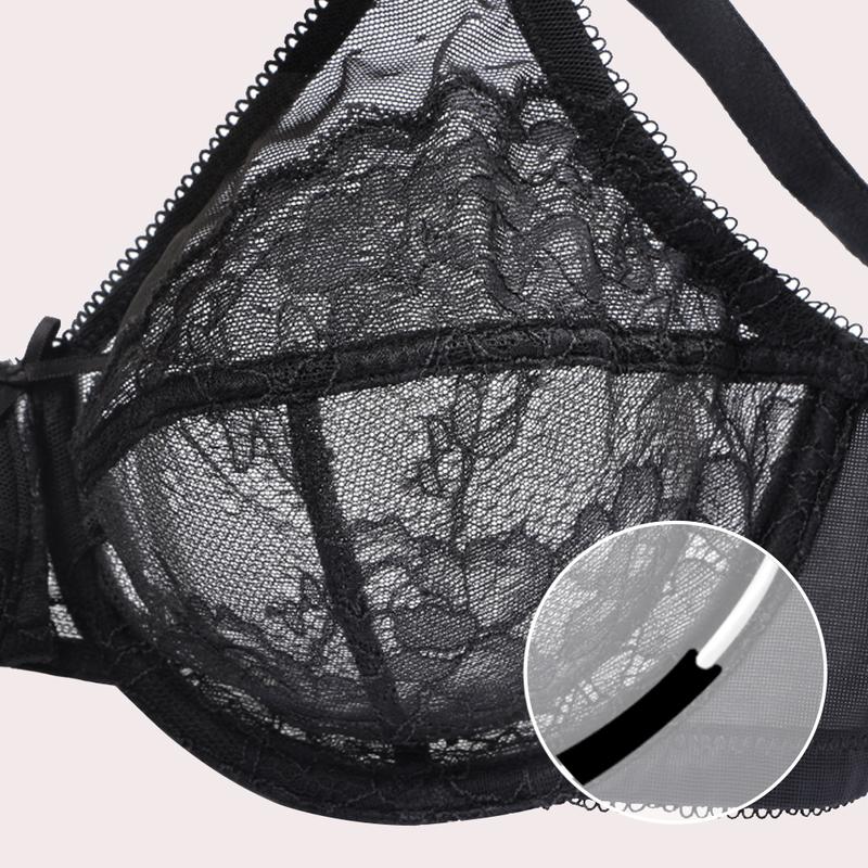 2-Piece Set💕Lacsper Daisy minimizer Bra Floral Lace Unlined Comfort Non-Padded Full Coverage Plus Size Underwire with Supportive Under Band Comfortable Fit