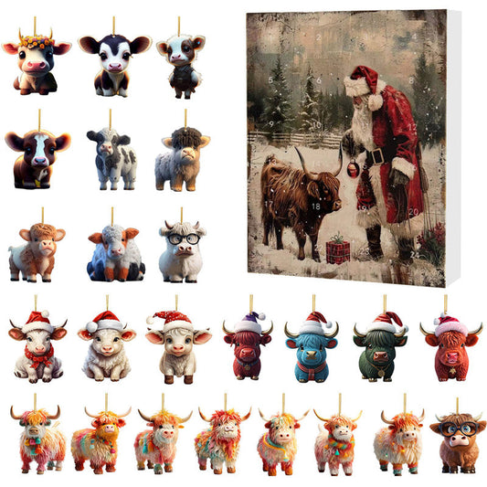 🎉Christmas Sale-50% Off🎁🐂Advent Calendar with Highland Cow Design