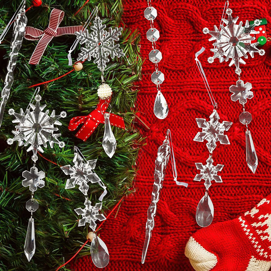 🎅🎄Winter Party Supplies Set❄️Crystal Christmas Snowflake Ornaments