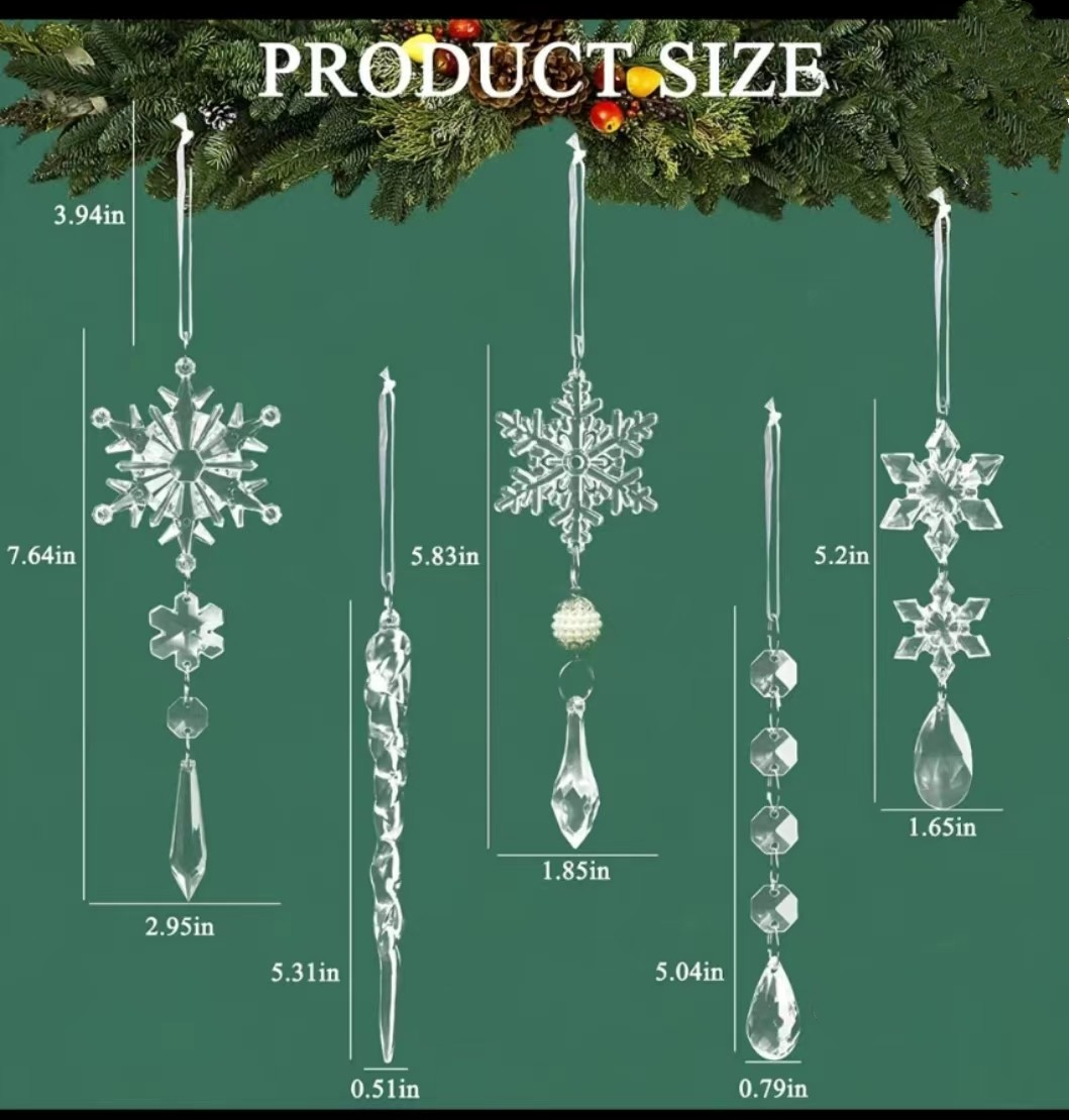 🎅🎄Winter Party Supplies Set❄️Crystal Christmas Snowflake Ornaments