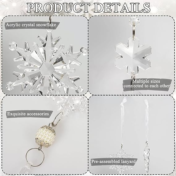 🎅🎄Winter Party Supplies Set❄️Crystal Christmas Snowflake Ornaments