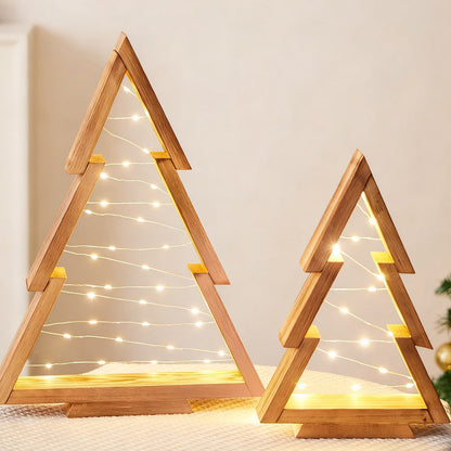 🔥LAST DAY SALE 75% OFF🔥2PCS Tabletop Wooden Christmas Tree with LED Light