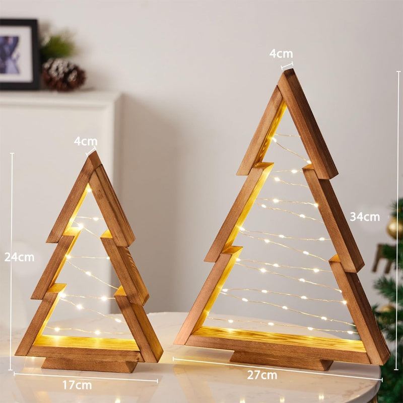 🔥LAST DAY SALE 75% OFF🔥2PCS Tabletop Wooden Christmas Tree with LED Light