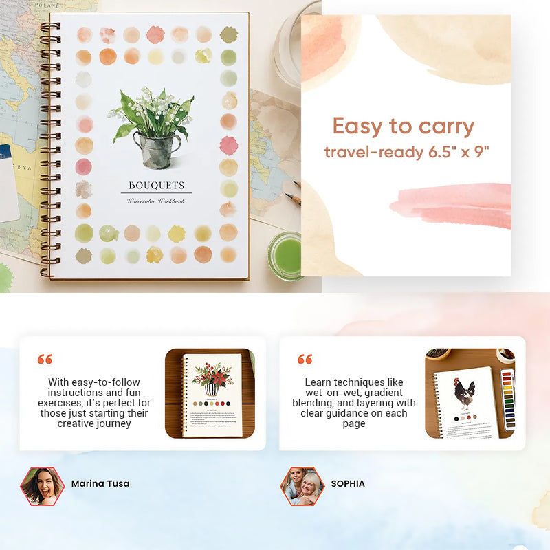 Watercolor Workbook for Beginners with 16 Colors Paint