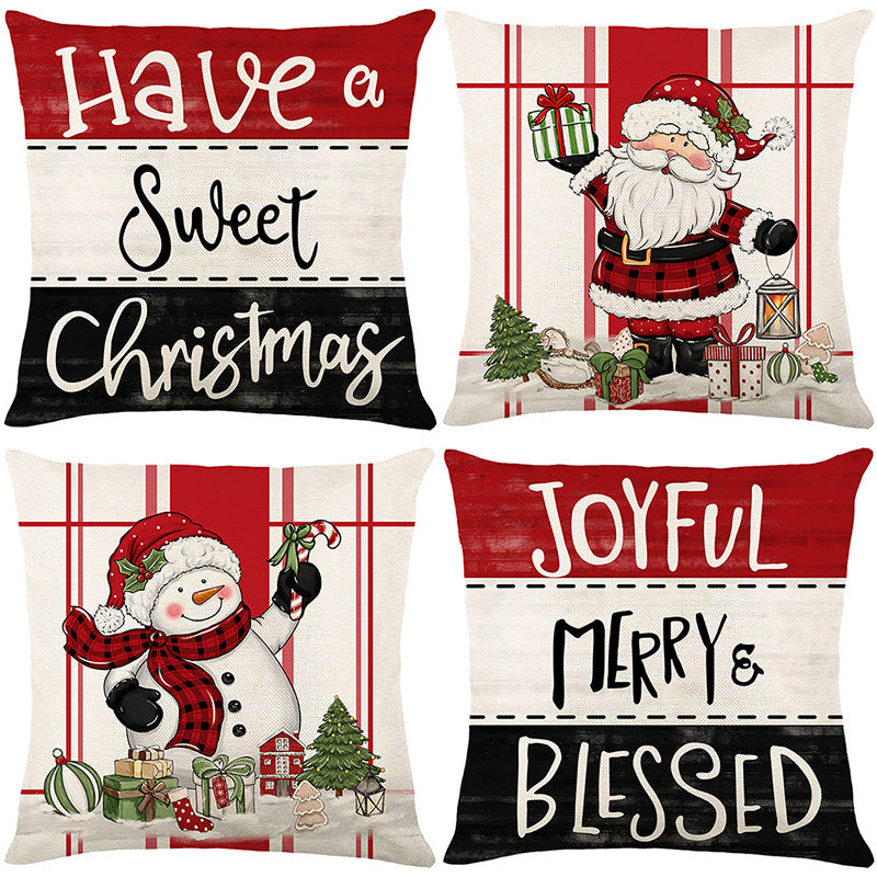 Cute Christmas Print Pillow Cover
