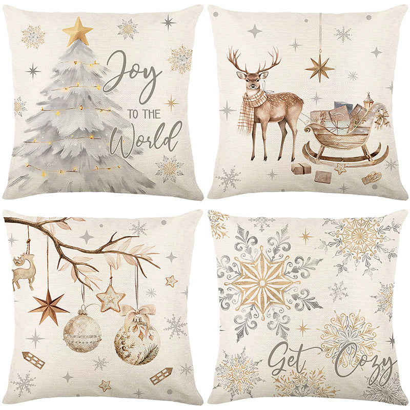 Cute Christmas Print Pillow Cover