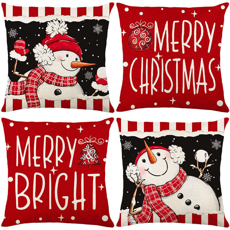 Cute Christmas Print Pillow Cover
