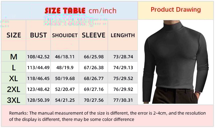Mens High Neck Slim Fit Long Sleeve T-shirt（50% OFF）