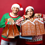 Festive Gingerbread House Treat Bags with Handles