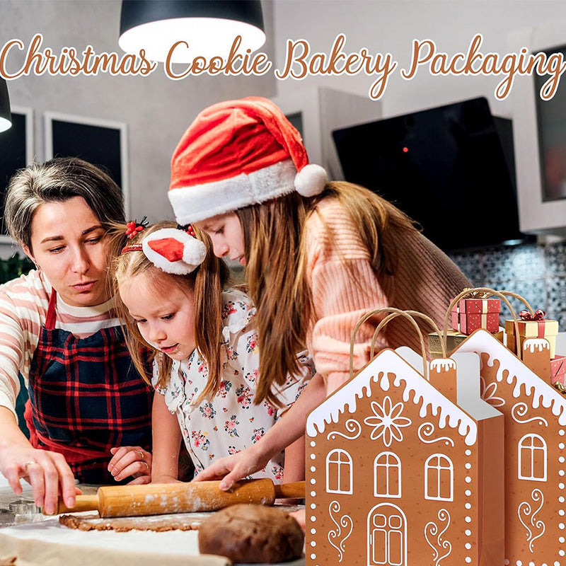Festive Gingerbread House Treat Bags with Handles