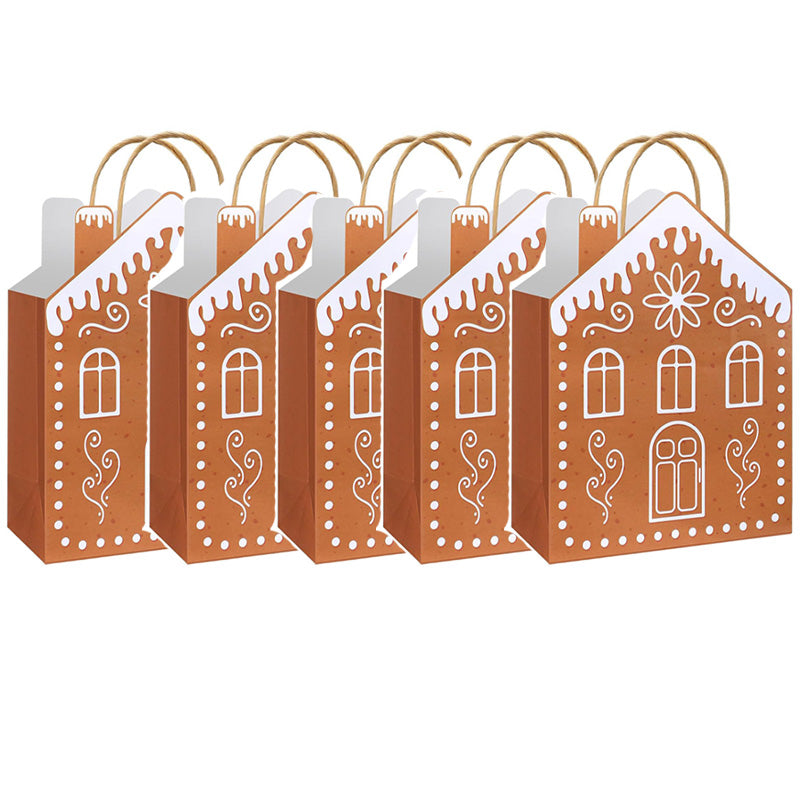 Festive Gingerbread House Treat Bags with Handles