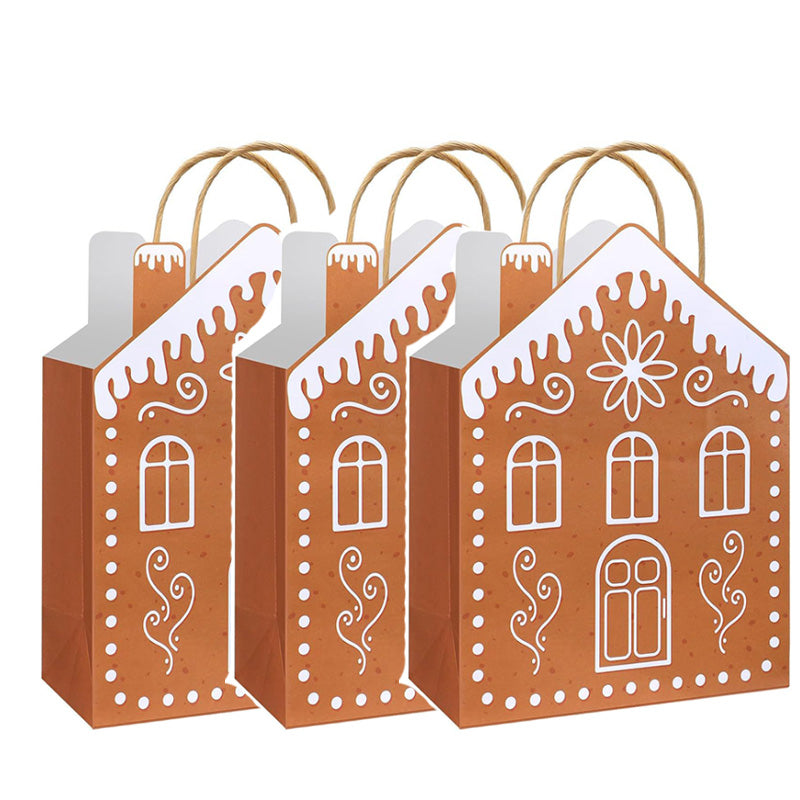 Festive Gingerbread House Treat Bags with Handles