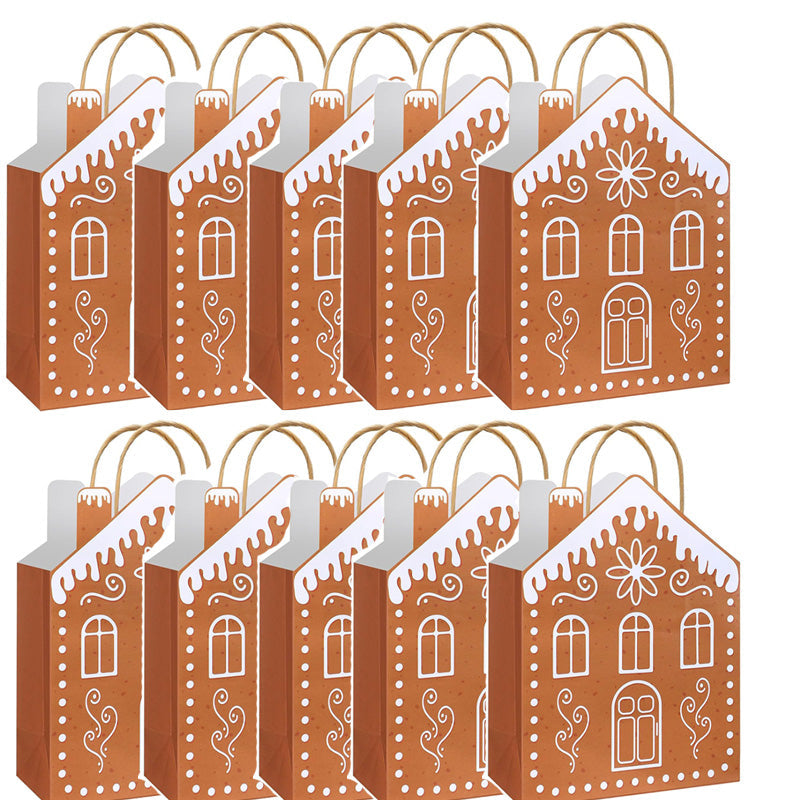 Festive Gingerbread House Treat Bags with Handles