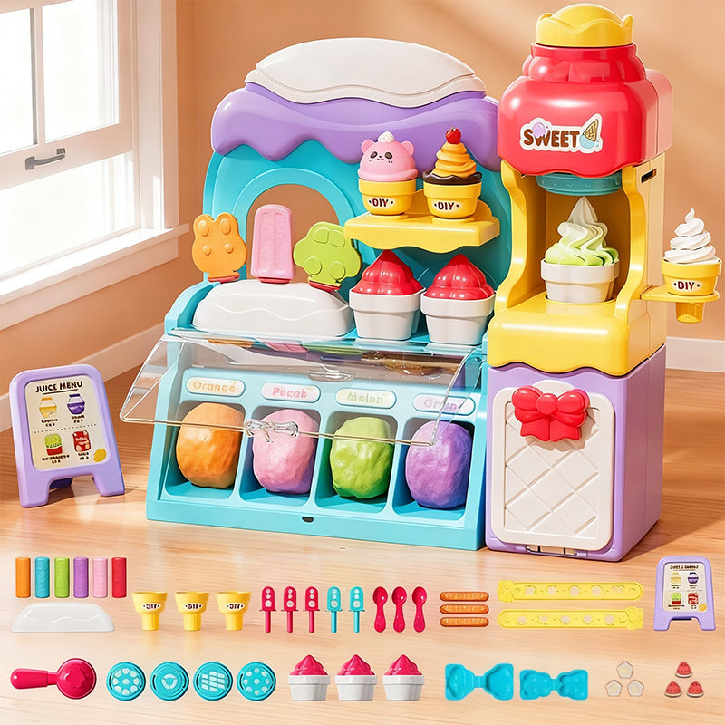 🎄Xmas-Sale 50% Off🍦✨【DIY Ice Cream Play Dough Set for Kids】✨ - Creative Play Dough Kit for Kids' Role Play & Sensory Skills, Ideal Gift!🎁