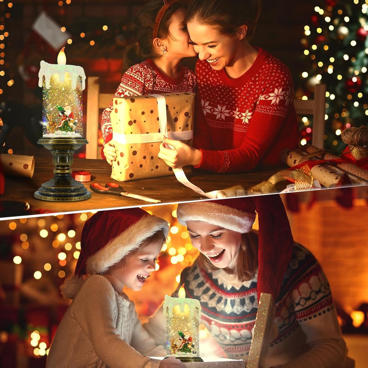 🎄Christmas Sales 60% OFF🎉Battery Operated Lighted Christmas Snow Globe Candle