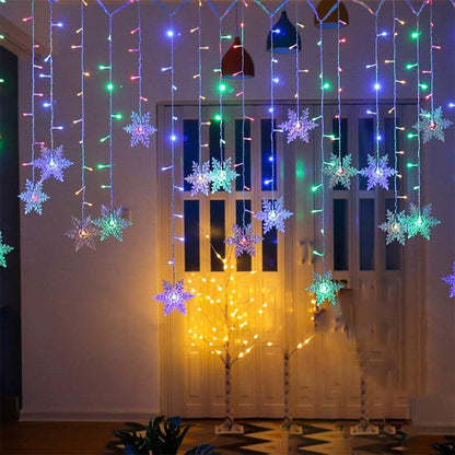 📢📢50 % OFF !!⏰⏰LED Snowflake Curtain String Lights