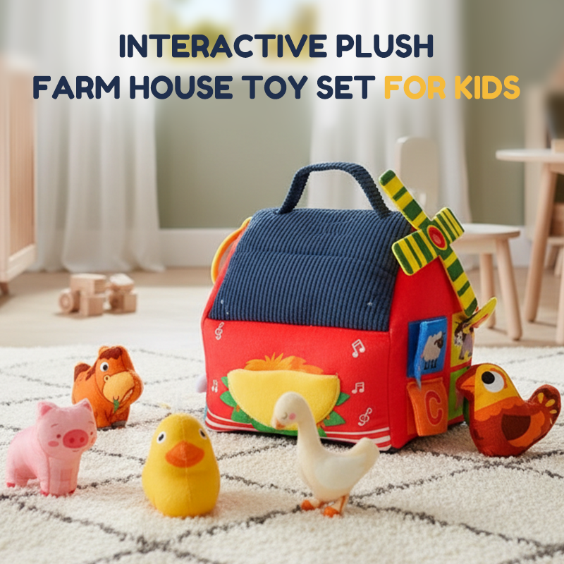📢📢40% OFF !! ⏰Interactive Plush Farm House Toy Set for Kids🐄🐏