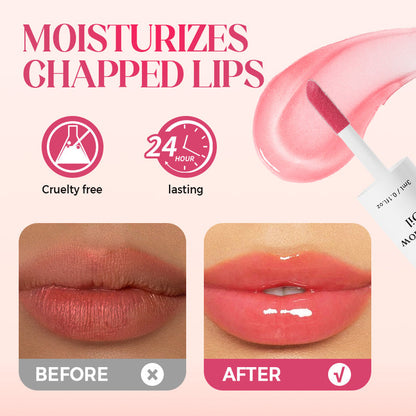 🍓🌸 Fruity and floral lip oil|Burst water moisturizing Mirror water, tender enough to pinch out water~