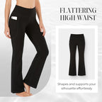 High Waisted Scrunch Butt Lifting Tummy Control Pocket Shaping Yoga Bootcut Leggings