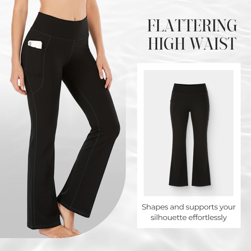 High Waisted Scrunch Butt Lifting Tummy Control Pocket Shaping Yoga Bootcut Leggings