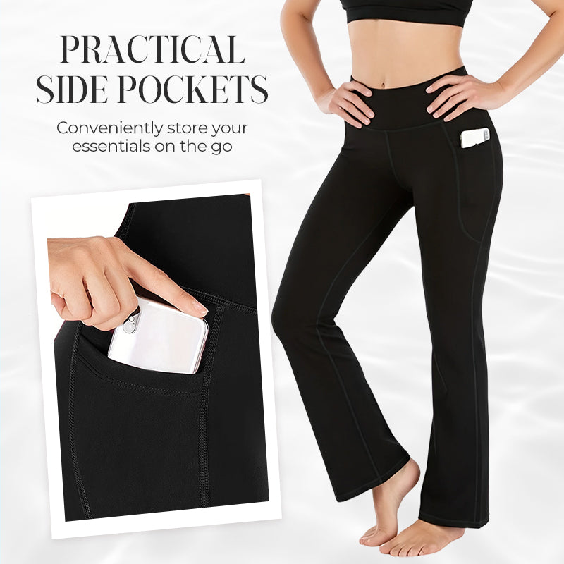 High Waisted Scrunch Butt Lifting Tummy Control Pocket Shaping Yoga Bootcut Leggings