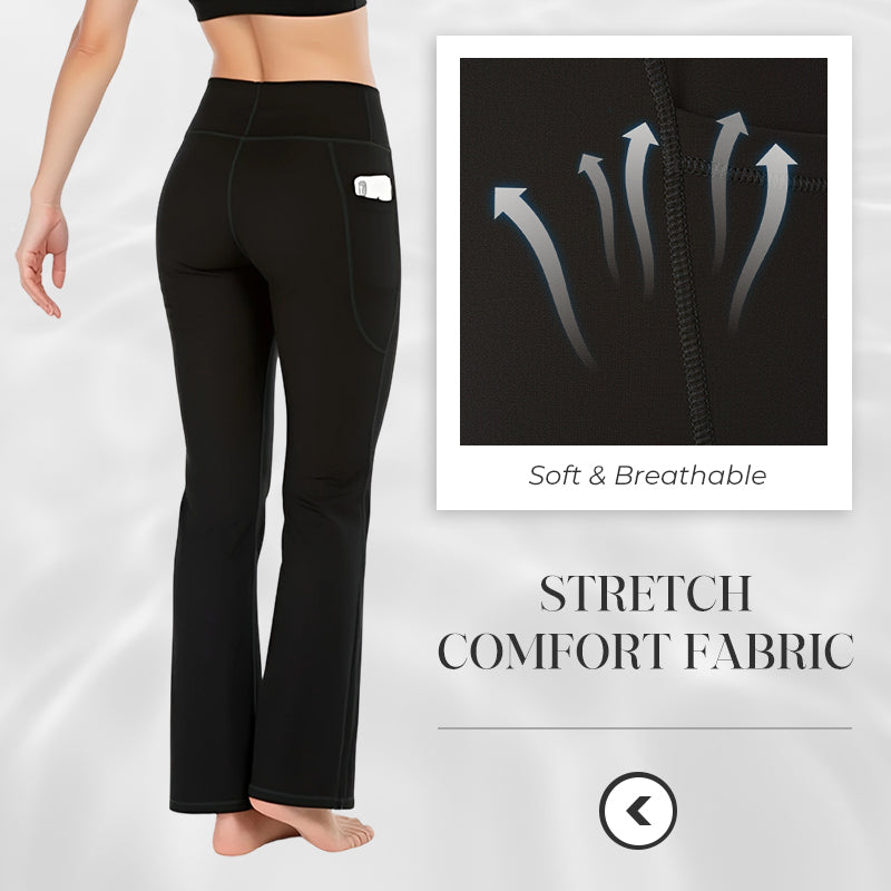 High Waisted Scrunch Butt Lifting Tummy Control Pocket Shaping Yoga Bootcut Leggings